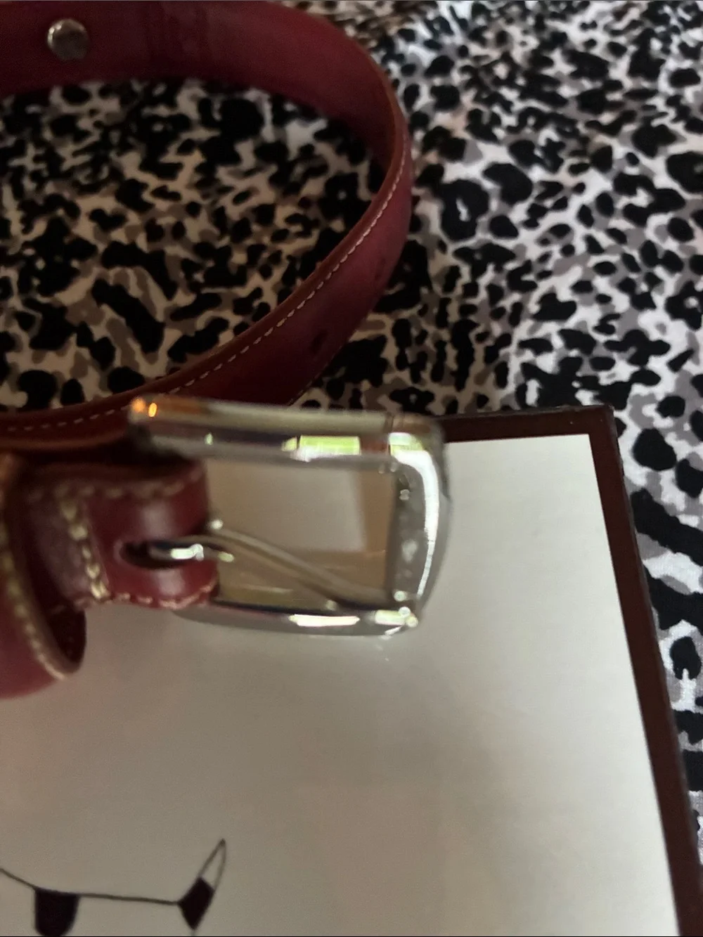 Coach Rare Vintage Sz. MED, Red Leather Grommet Dog Collar, Square Charm w Box